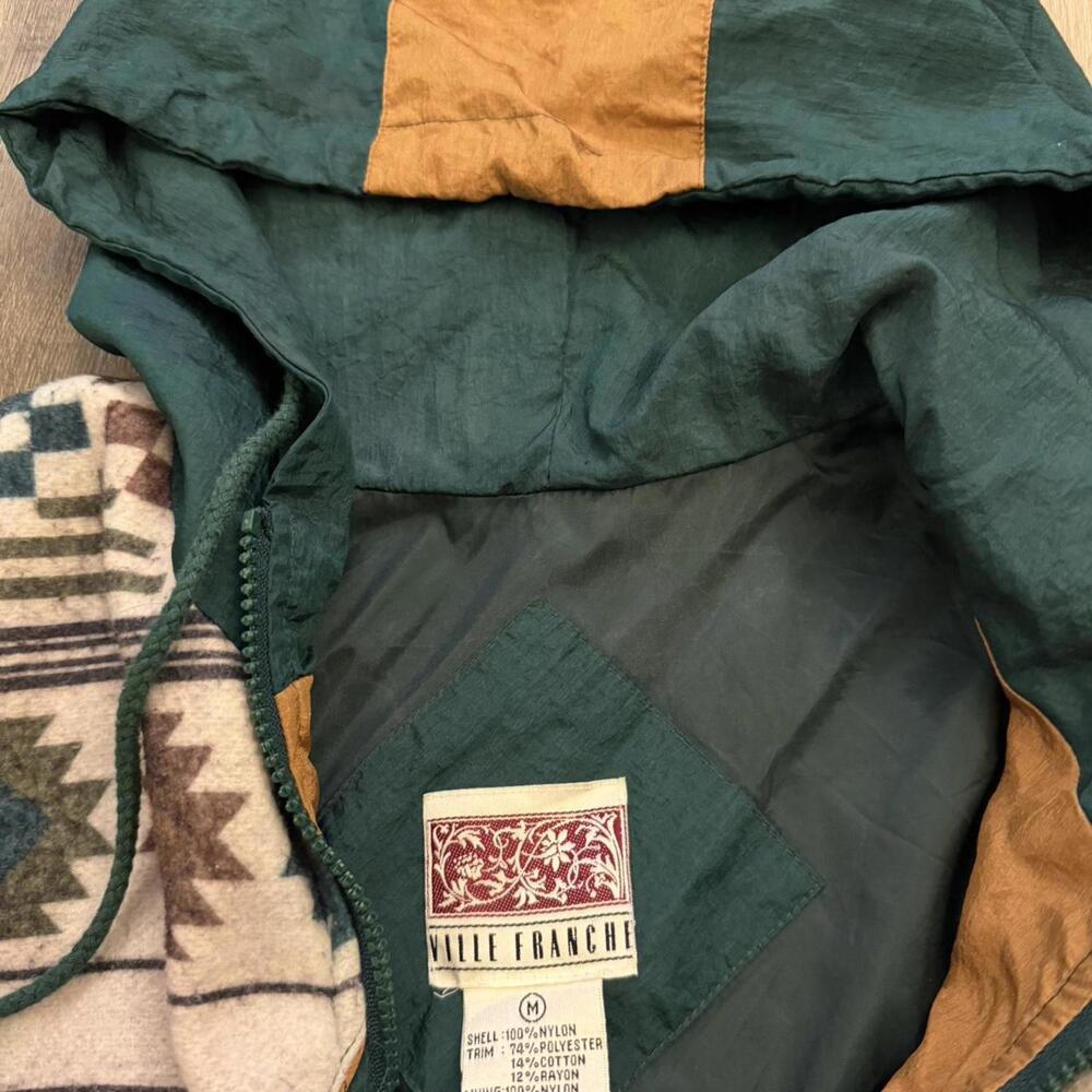 Vintage Ville Franche size M 90s Aztec Print Windbreaker Jacket #aztec - Picture 5 of 8